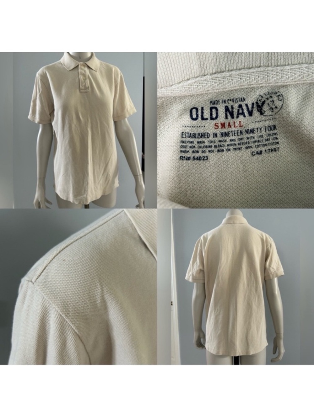 Old Navy Polo Shirt in Beige - Size S Unisex - Picture 7 of 7